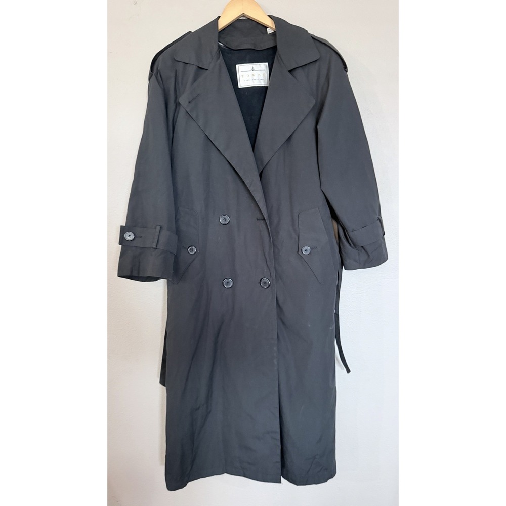 Towne from London Fog Women's Black Double Breasted Belted Lined Trench 6R